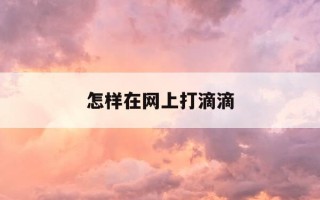 怎样在网上打滴滴-怎样在网上打滴滴快车