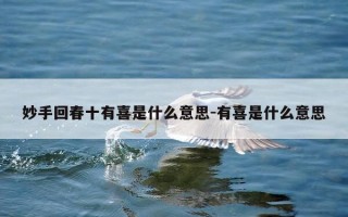 妙手回春十有喜是什么意思-有喜是什么意思