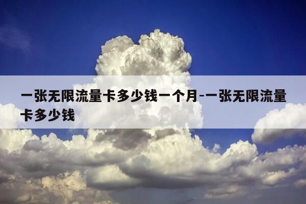 一张无限流量卡多少钱一个月-一张无限流量卡多少钱-第1张图片-优惠活动网
