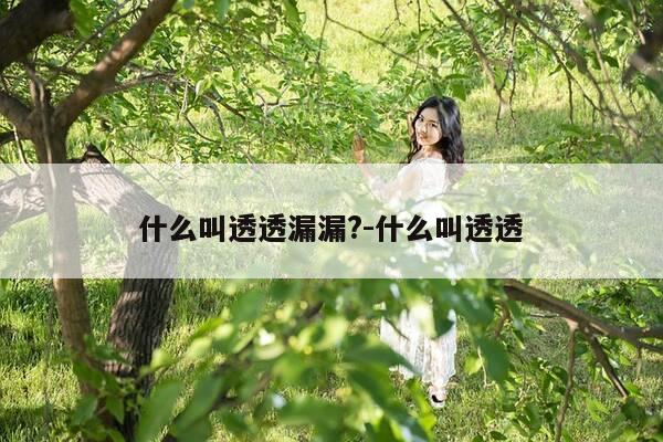 什么叫透透漏漏?-什么叫透透-第1张图片-优惠活动网 什么叫透透漏漏?-什么叫透透-第1张图片-优惠活动网