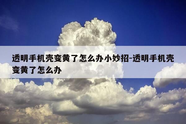 透明手机壳变黄了怎么办小妙招-透明手机壳变黄了怎么办-第1张图片-优惠活动网