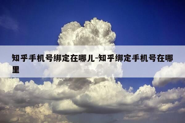 知乎手机号绑定在哪儿-知乎绑定手机号在哪里-第1张图片-优惠活动网