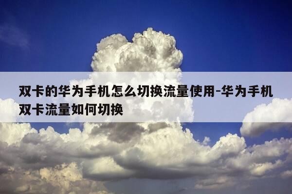 双卡的华为手机怎么切换流量使用-华为手机双卡流量如何切换-第1张图片-优惠活动网
