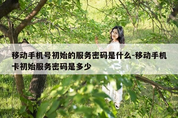 移动手机号初始的服务密码是什么-移动手机卡初始服务密码是多少-第1张图片-优惠活动网 移动手机号初始的服务密码是什么-移动手机卡初始服务密码是多少-第1张图片-优惠活动网