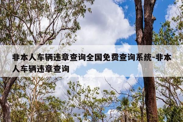 非本人车辆违章查询全国免费查询系统-非本人车辆违章查询-第1张图片-优惠活动网