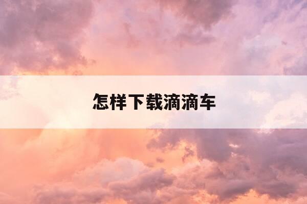 怎样下载滴滴车-怎样下载滴滴车主旧版本-第1张图片-优惠活动网