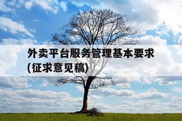 外卖平台服务管理基本要求(征求意见稿)-外卖平台运营管理-第1张图片-优惠活动网 外卖平台服务管理基本要求(征求意见稿)-外卖平台运营管理-第1张图片-优惠活动网
