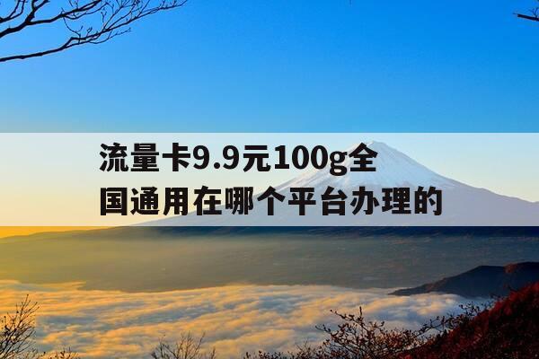 流量卡9.9元100g全国通用在哪个平台办理的--第1张图片-优惠活动网