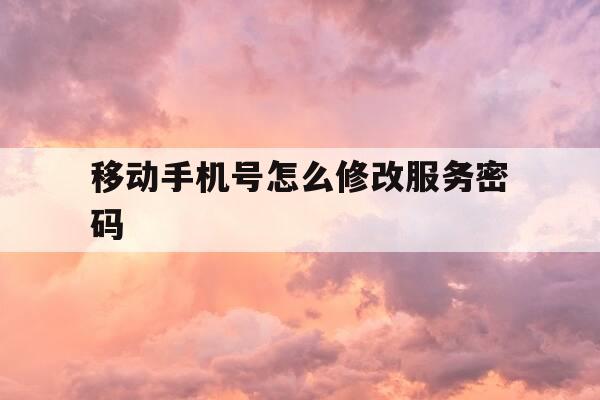 移动手机号怎么修改服务密码-怎样更改移动手机号服务密码-第1张图片-优惠活动网