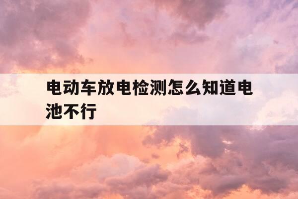 电动车放电检测怎么知道电池不行-电动车电池放电检测怎么才算好的-第1张图片-优惠活动网